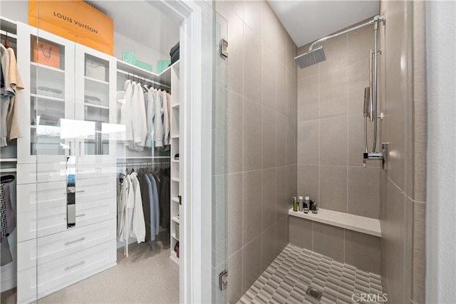 2890 Via Alta Pl, San Diego, CA 92108 - full bathroom featuring a shower stall and a walk in closet