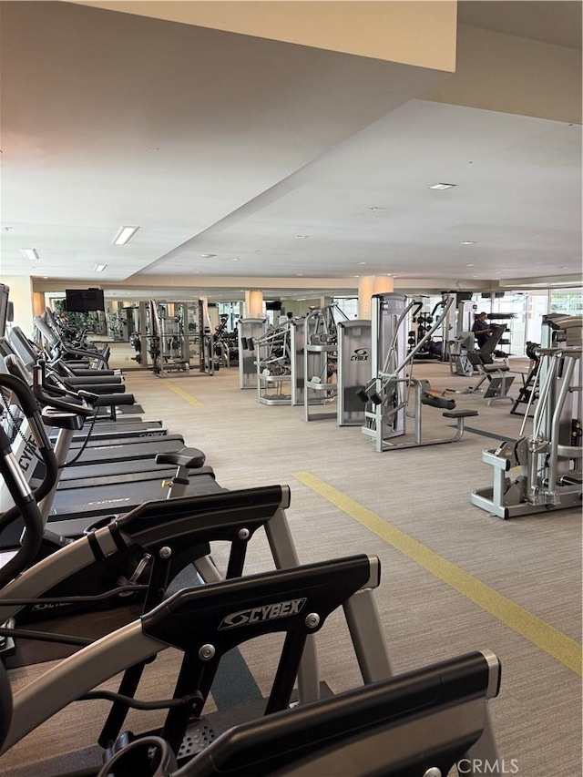1234 Wilshire Blvd Unit 330, Los Angeles, CA 90017 - exercise room with carpet