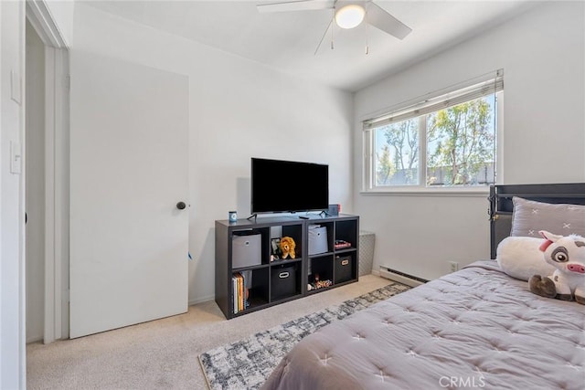 7147 Fulton Way, Stanton, CA 90680 - bedroom with carpet floors, a baseboard heating unit, and ceiling fan
