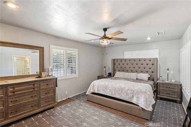 1776 San Bernardino Ave, Pomona, CA 91767 - bedroom with dark carpet, recessed lighting, and a ceiling fan