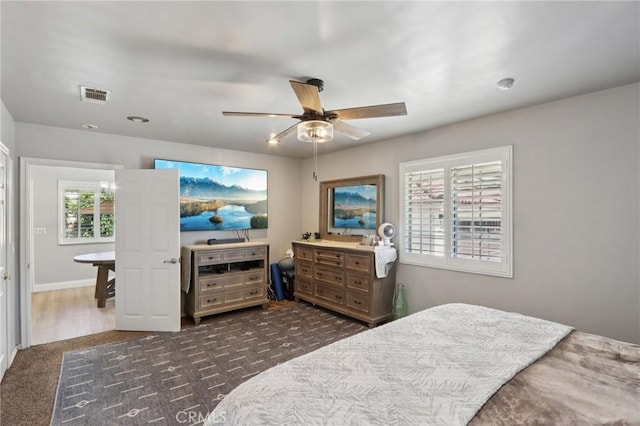1776 San Bernardino Ave, Pomona, CA 91767 - bedroom featuring dark carpet and ceiling fan