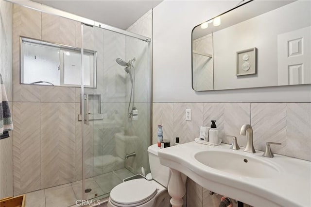 1776 San Bernardino Ave, Pomona, CA 91767 - bathroom featuring a stall shower and tile walls