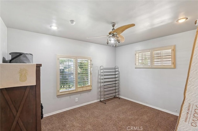1776 San Bernardino Ave, Pomona, CA 91767 - unfurnished bedroom with multiple windows, carpet, and ceiling fan