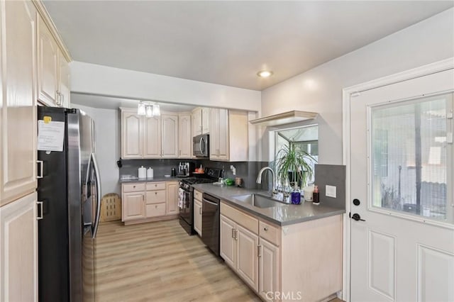 1776 San Bernardino Ave, Pomona, CA 91767 - kitchen featuring stainless steel refrigerator with ice dispenser, gas stove, dishwasher, backsplash, and light wood-type flooring