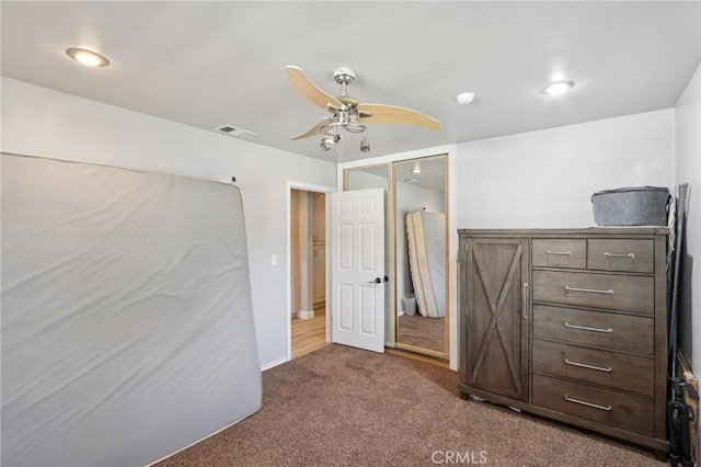 1776 San Bernardino Ave, Pomona, CA 91767 - unfurnished bedroom with carpet floors, a closet, and a ceiling fan