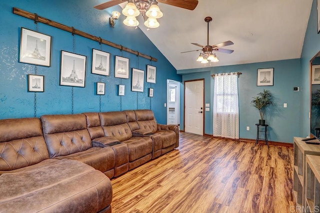 1242 Marshall Rd, Alpine, CA 91901 - living area featuring ceiling fan, vaulted ceiling, and wood finished floors