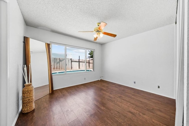 7439 Carrie Ridge Way, San Diego, CA 92139 - unfurnished room featuring a textured ceiling, a ceiling fan, and dark wood-style flooring
