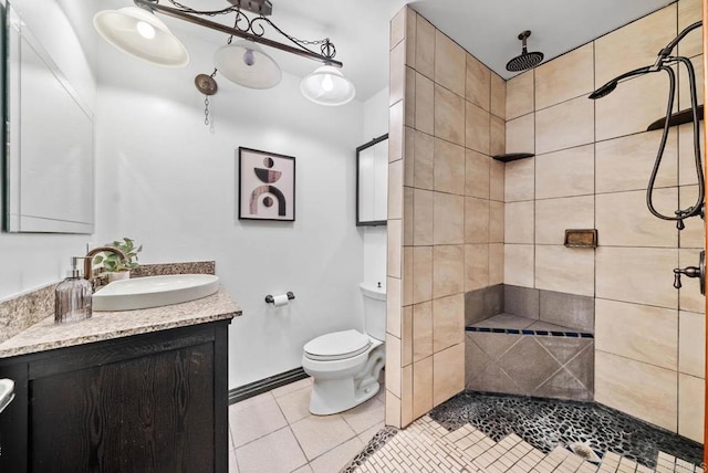 7439 Carrie Ridge Way, San Diego, CA 92139 - full bathroom featuring vanity, tiled shower, and tile patterned floors