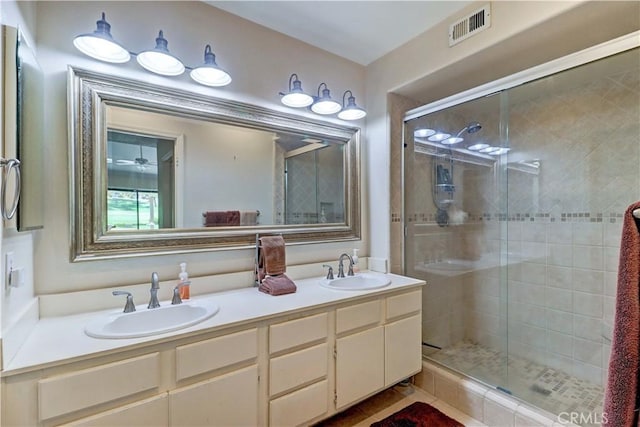 1255 S Upland Hills Dr S, Upland, CA 91786 - bathroom featuring a stall shower and double vanity
