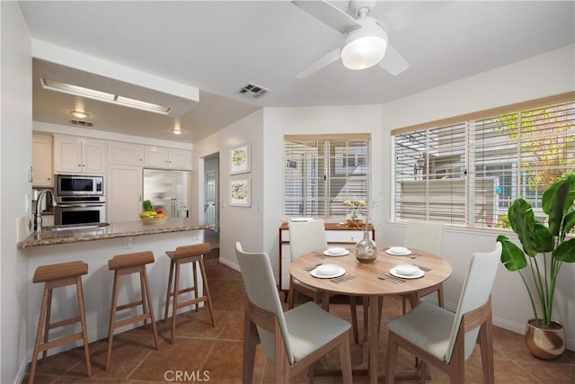 33072 Ocean Rdg, Dana Point, CA 92629 - dining area featuring tile patterned flooring, plenty of natural light, and ceiling fan