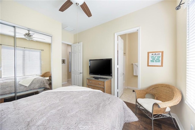 60284 Honeysuckle St, La Quinta, CA 92253 - bedroom with a closet and a ceiling fan