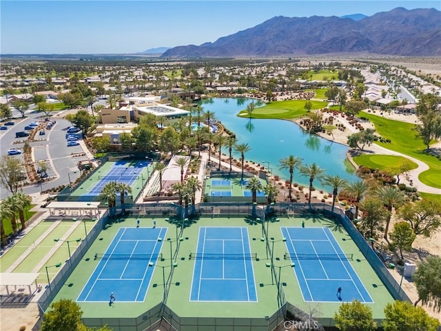 60284 Honeysuckle St, La Quinta, CA 92253 - aerial view of residential area with a water and mountain view and a golf course