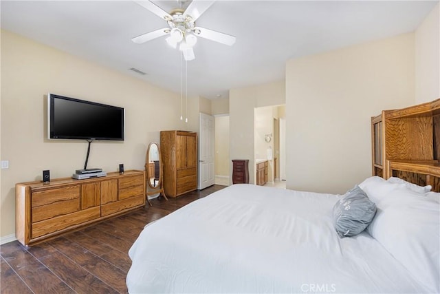 60284 Honeysuckle St, La Quinta, CA 92253 - bedroom with wood finished floors, a ceiling fan, and ensuite bath