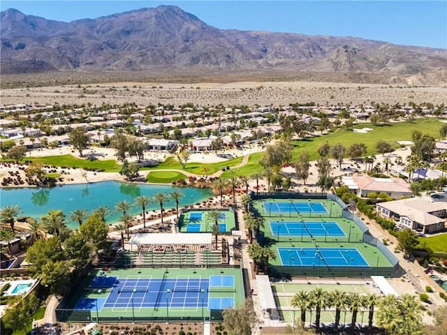 60284 Honeysuckle St, La Quinta, CA 92253 - aerial view of residential area featuring a local golf course and a water and mountain view