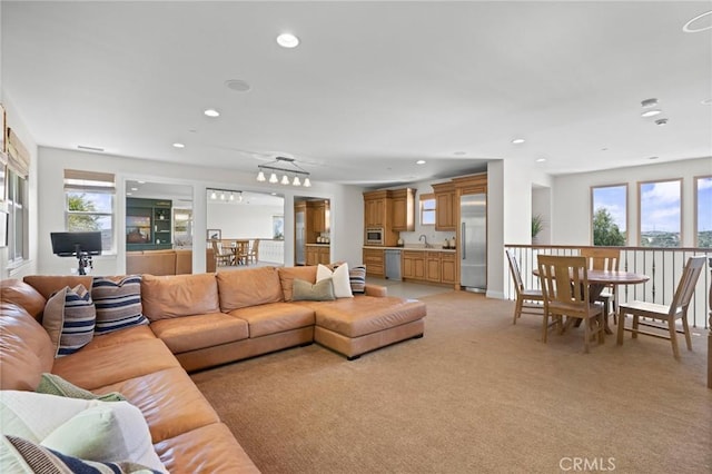 3 Stockmen Rd, Ladera Ranch, CA 92694 - living room featuring light colored carpet and recessed lighting