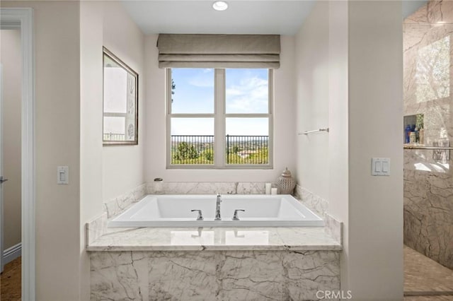 3 Stockmen Rd, Ladera Ranch, CA 92694 - bathroom featuring a bath and a marble finish shower