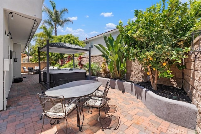 15 Surfbird Ln, Aliso Viejo, CA 92656 - fenced backyard with a hot tub, a patio area, and outdoor dining area