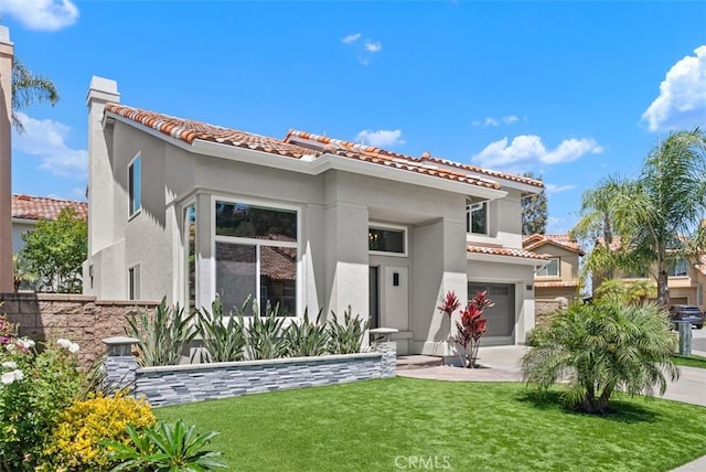 15 Surfbird Ln, Aliso Viejo, CA 92656 - rear view of house with a tiled roof, stucco siding, a yard, and a chimney