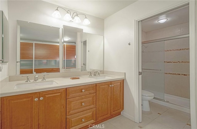 24612 Artemia Ave, Mission Viejo, CA 92691 - full bath featuring tile patterned floors, double vanity, and a shower stall