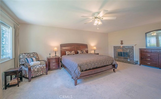 24612 Artemia Ave, Mission Viejo, CA 92691 - bedroom with carpet flooring, a high end fireplace, and ceiling fan