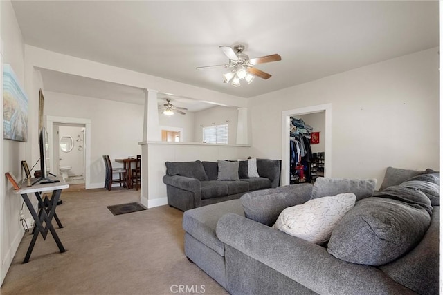 505 W Glendon Way, San Gabriel, CA 91776 - living room with ceiling fan and light colored carpet