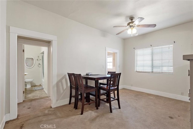 505 W Glendon Way, San Gabriel, CA 91776 - dining space featuring light colored carpet and ceiling fan