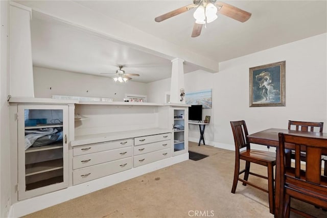 505 W Glendon Way, San Gabriel, CA 91776 - dining room featuring a ceiling fan and light colored carpet