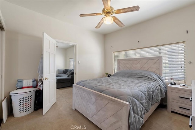 505 W Glendon Way, San Gabriel, CA 91776 - bedroom featuring light colored carpet, multiple windows, and a ceiling fan