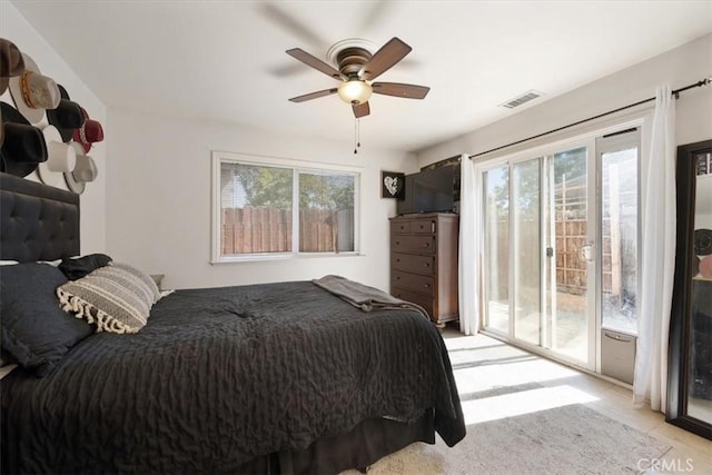 1812 Riverside Ave, Paso Robles, CA 93446 - bedroom with access to exterior, multiple windows, and a ceiling fan