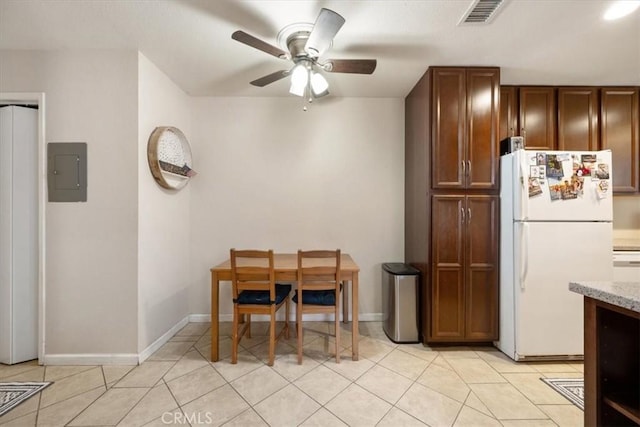 1812 Riverside Ave, Paso Robles, CA 93446 - dining area featuring electric panel, a ceiling fan, and light tile patterned floors