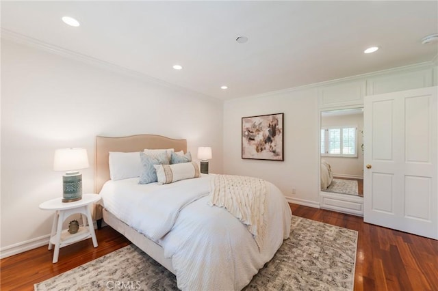 426 Via La Selva, Redondo Beach, CA 90277 - bedroom featuring ornamental molding, dark wood-type flooring, and recessed lighting