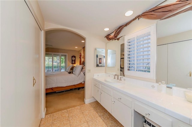 662 Via Zapata, Riverside, CA 92507 - ensuite bathroom with vanity, recessed lighting, and tile patterned floors