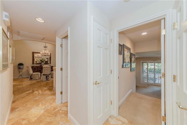 662 Via Zapata, Riverside, CA 92507 - hallway with a chandelier and recessed lighting