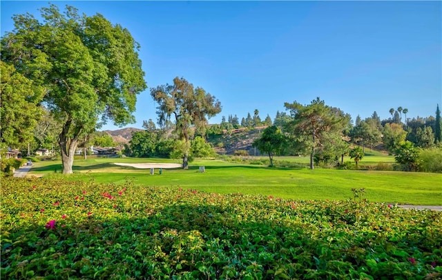 662 Via Zapata, Riverside, CA 92507 - surrounding community with a yard, a mountain view, and view of golf course