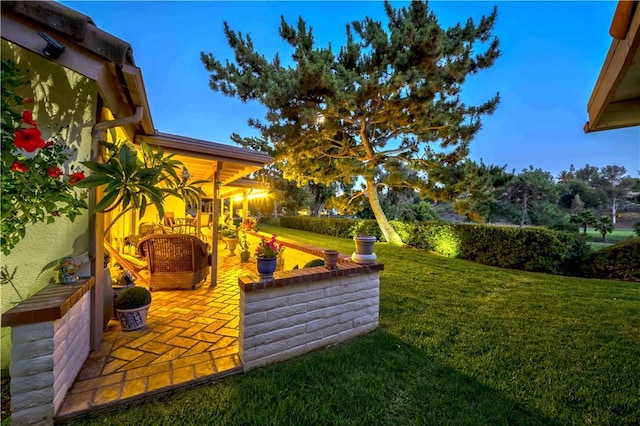 662 Via Zapata, Riverside, CA 92507 - view of green lawn with a patio area