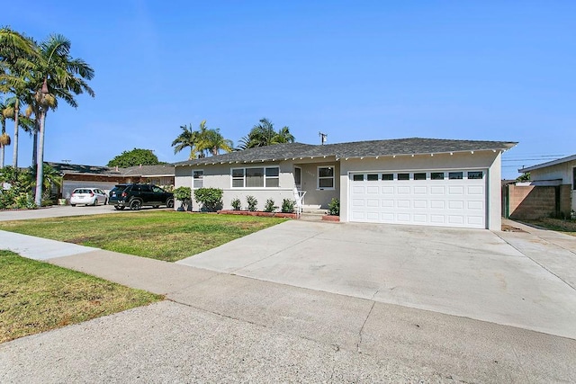 14202 Del Amo Ave, Tustin, CA 92780 - ranch-style home with an attached garage, a front lawn, driveway, and stucco siding
