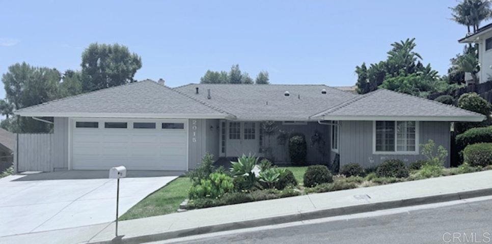 2015 Elevada St, Oceanside, CA 92054 - ranch-style home with a garage and concrete driveway