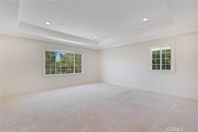 134 E Las Flores Ave, Arcadia, CA 91006 - spare room with a raised ceiling, plenty of natural light, ornamental molding, carpet, and recessed lighting