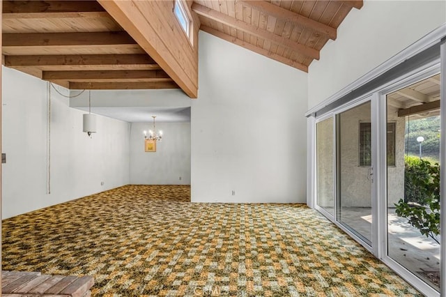 19950 Esquiline Ave, Walnut, CA 91789 - unfurnished room with wood ceiling and a chandelier
