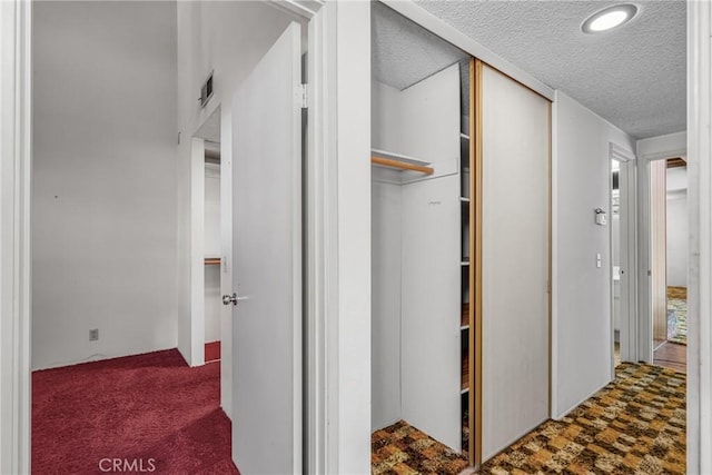 19950 Esquiline Ave, Walnut, CA 91789 - hallway with a textured ceiling, carpet, and recessed lighting