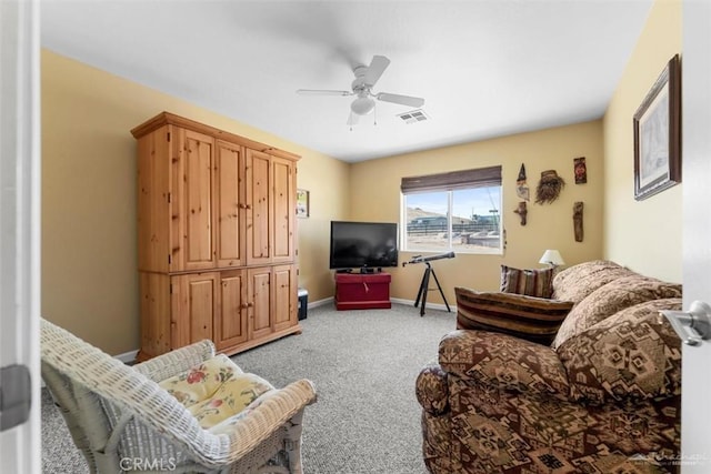 23309 Tak Ct, Tehachapi, CA 93561 - carpeted living room featuring a ceiling fan and baseboards