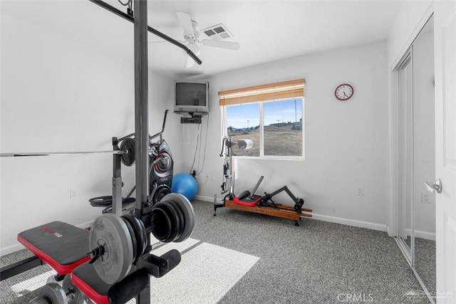 23309 Tak Ct, Tehachapi, CA 93561 - workout area with carpet flooring and ceiling fan
