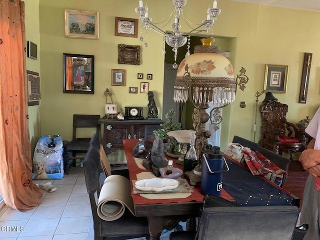 20151 Serrano Rd, Apple Valley, CA 92307 - dining area featuring a chandelier and tile patterned floors