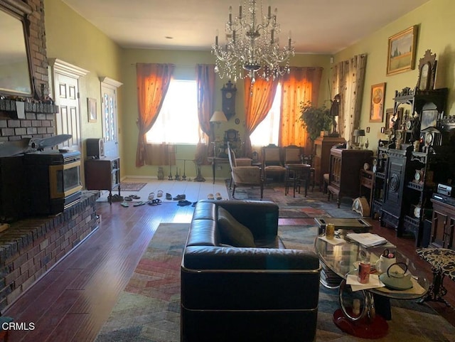 20151 Serrano Rd, Apple Valley, CA 92307 - living area featuring wood finished floors and a chandelier