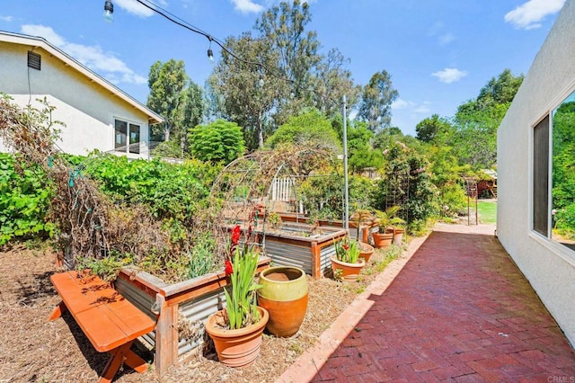 3432 Mount Ariane Dr, San Diego, CA 92111 - view of patio / terrace with a vegetable garden