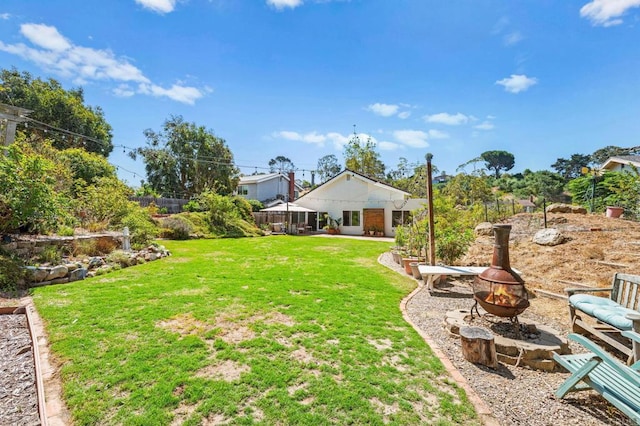 3432 Mount Ariane Dr, San Diego, CA 92111 - view of yard with an outdoor fire pit