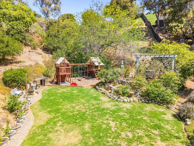 3432 Mount Ariane Dr, San Diego, CA 92111 - view of grassy yard with a playground
