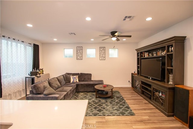 29392 Tourmaline Way, Winchester, CA 92596 - living area featuring ceiling fan, recessed lighting, and light wood finished floors