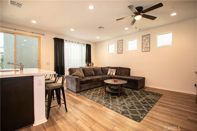 29392 Tourmaline Way, Winchester, CA 92596 - living area with ceiling fan, light wood-style floors, and recessed lighting