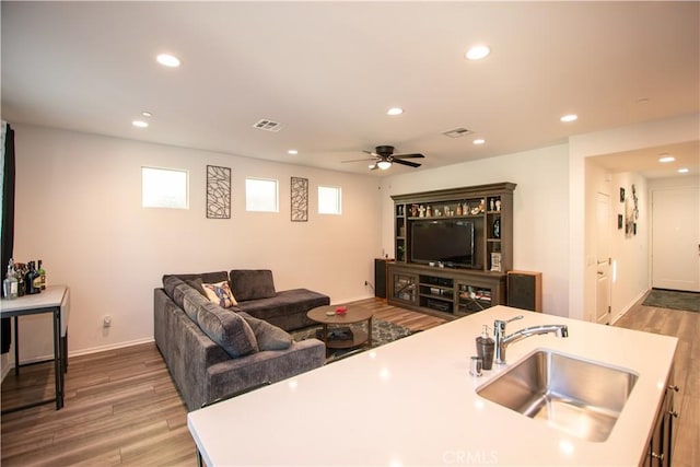 29392 Tourmaline Way, Winchester, CA 92596 - living area with wood finished floors, recessed lighting, and ceiling fan